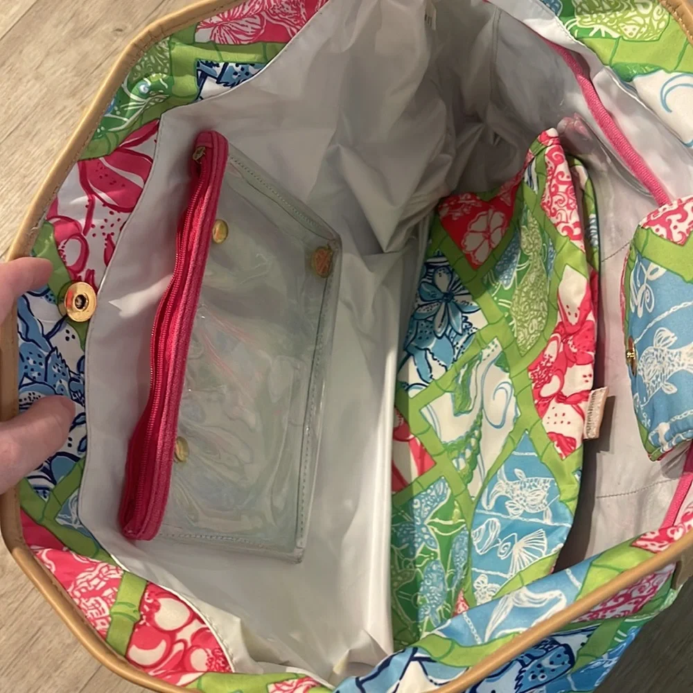 Lilly Pulitzer jubilee patchwork diaper bag with changing pad RARE